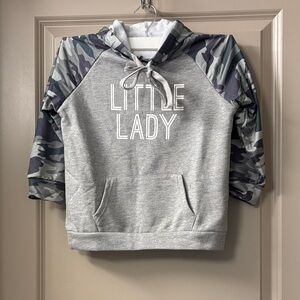 Little Lady Girls' Gray Hoodie with Camo Sleeves